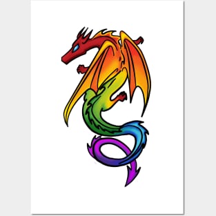 Rainbow LGBT Pride Dragon Posters and Art